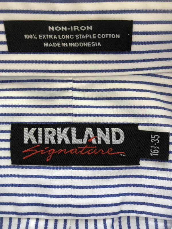 KIRKLAND USADO EN EXCELENTE ESTADO Azul Marino y Blanco Rayas Algodón Sin Hierro 161/2 35 Foto 3 de 4