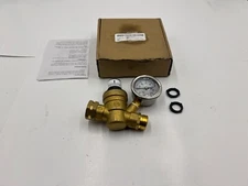Hourleey Water Pressure Regulator Valve, RV Brass with Gauge and Inlet