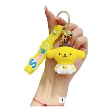 Cute Yellow Puppy Keychain Charm with Wrist Strap   Kawaii Cartoon Bag Accessory