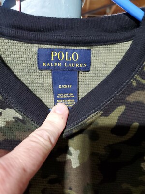 Polo Ralph Lauren Waffle Knit Shirt Thermal Camo Long Sleeve NWOT