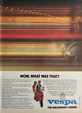 1980 Vespa Motor Scooter 140 MPG Uncommon Carrier Red Vintage Print Ad