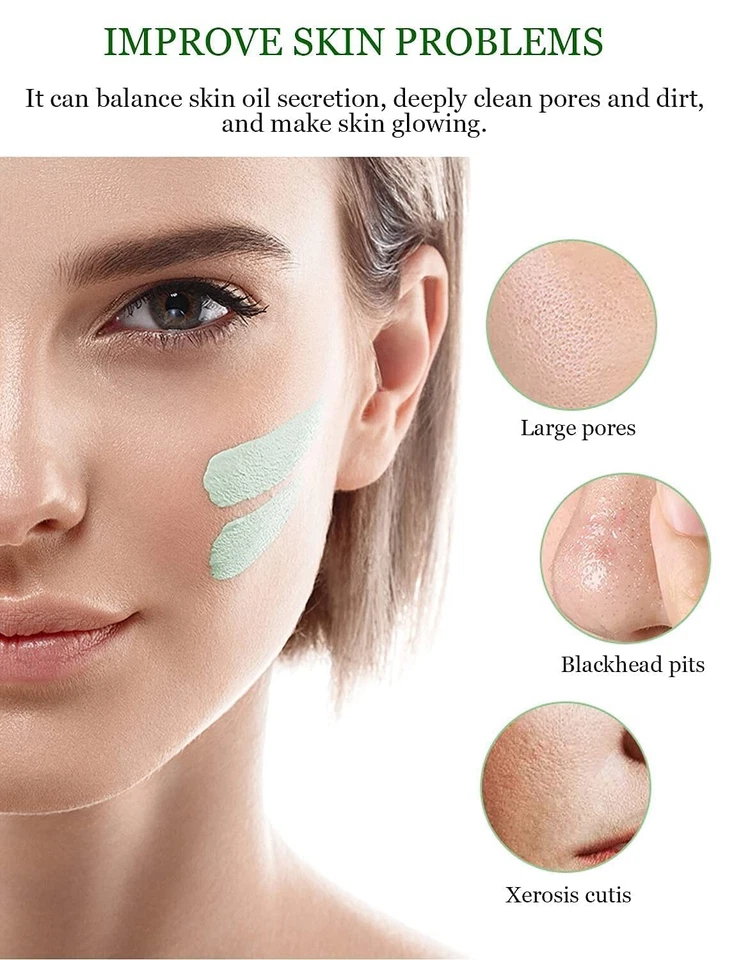 Máscara de arcilla de té verde 2 piezas purificante limpieza profunda hidratante facial Foto 4 de 4