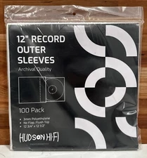 New HUDSON HIFI 12" Record Album Vinyl Outer Sleeves - 100 Pack