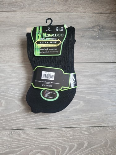 Bamboo 3 Pears Non-Binding Extra Wide Diabetics Socks Hypoalergenic Black UK 4-8 - Picture 3 of 8