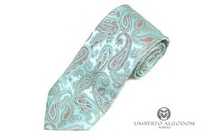 Umberto Algodon by Lord R Colton Mint  Brown Paisley Woven Silk Necktie New