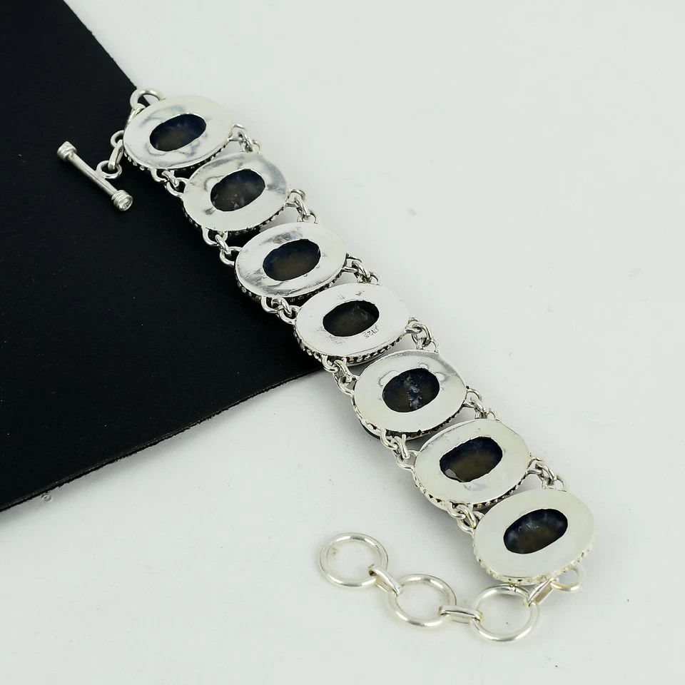 Naturale Sodalite Gemma Bracciale 925 Argento Sterling Gioielli Per Nozze Regali - Immagine 4 di 4