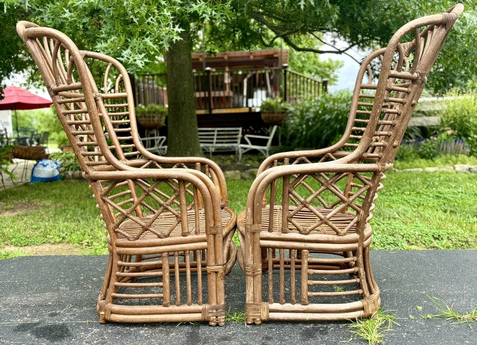 Pair of Vintage Chinoiserie Bamboo Chairs Bentwood Boho Modern Cottage Captains - Image 2 of 4