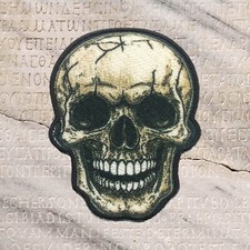 Skeleton Skull Bones Logo Patch Iron On Applique Vest Clothing Biker Costume