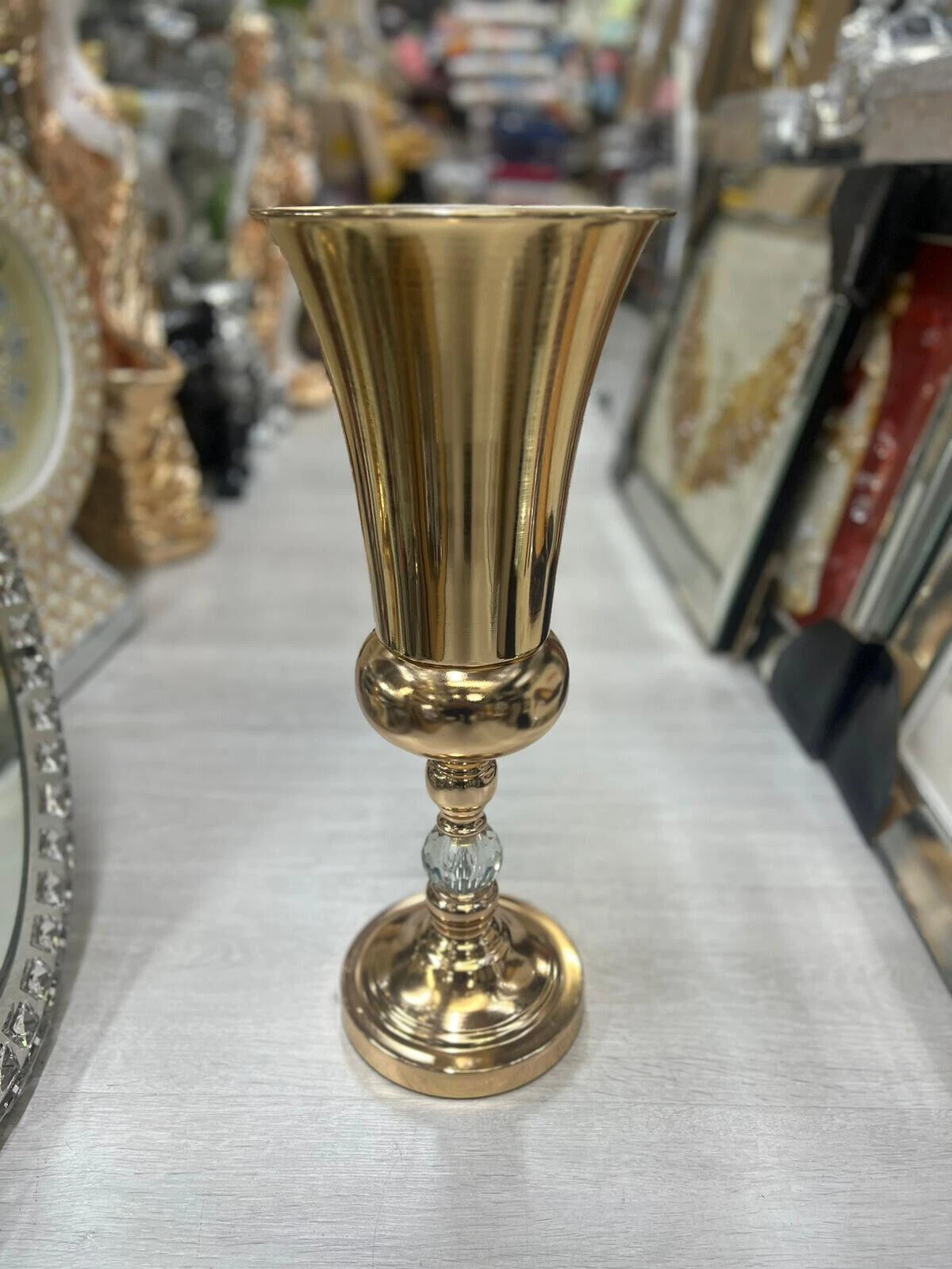 46cm Beautiful Gold Metal Vase Decorative Mirror Effect Flower Luxury Display