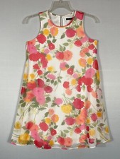 Tommy Hilfiger Dress Womens 6 Off White Pink Floral Sheath Lined Sleeveless