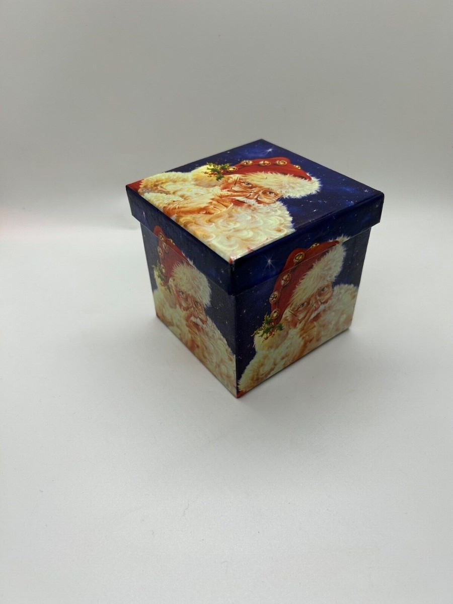 santa present box with pictures of Santa on every side, unique