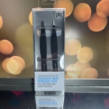 Japonesque Contour Grip Tweezer Duo  Full Size Slant  Point Tweezers  BNIB