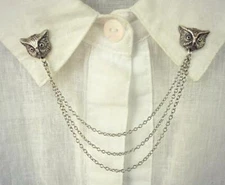 Awesome Classic Owl Men's Beautiful Unique Collar Tips In 935 Argentium Silver