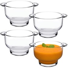 410ml Pasabahce Small Clear Glass Soup Bowl Set 2/4/6 w/ Handles Dishwasher Safe