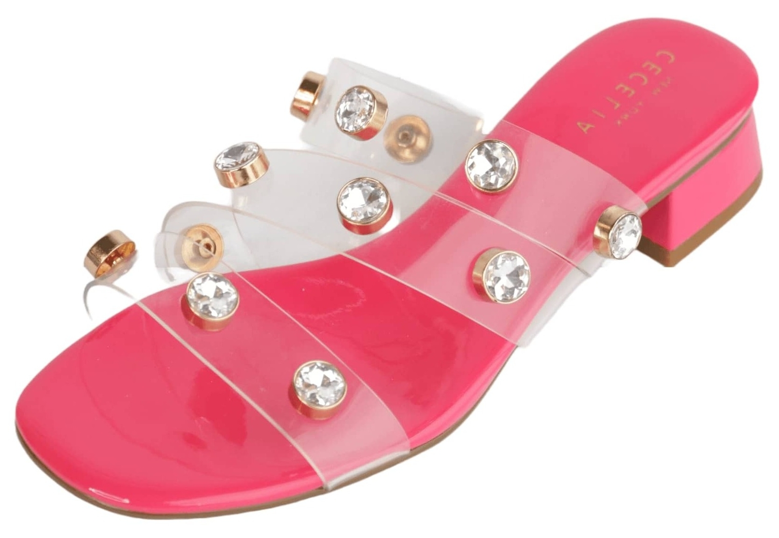 Cecelia New York London Watermelon Patent Slip On Open Toe Heel Slide