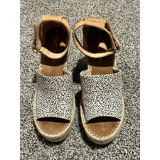 TOMS Sandalias Mujer Talla 9.5 Alpargatas Tweed Negro Blanco Cuña