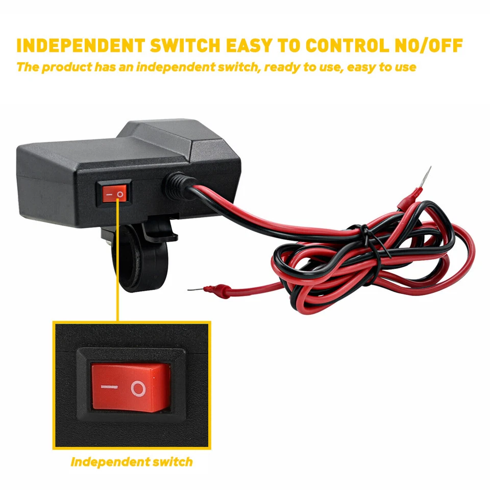 Cargador de teléfono USB doble impermeable para manillar de motocicleta enchufe encendedor de cigarrillos Foto 4 de 4