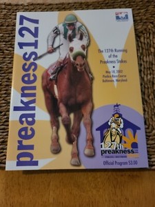 WAR EMBLEM, MADAGLIA D'ORO IN 2002 PREAKNESS STAKES HORSE RACING PROGRAM!
