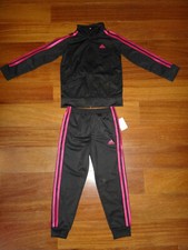 Adidas Girls 2-Piece Tricot Track Suit CK6066 Black/Pink Size 6