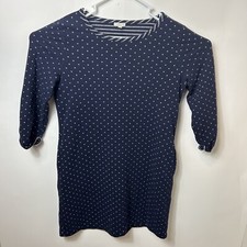 Talbots Petite Women's Navy Blue Polka Dot Sweater Dress Size PL