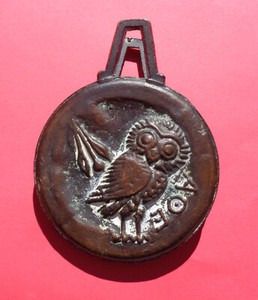 NIKE Athena OWL Greek AOE COPPER?BRONZE Paper Clip DOUBLE-SIDED Mail CLAMP