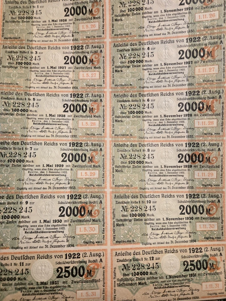 1922 Alemania República Wemar 100.000 marcos bonos licitación de deuda - Foto 2 de 2