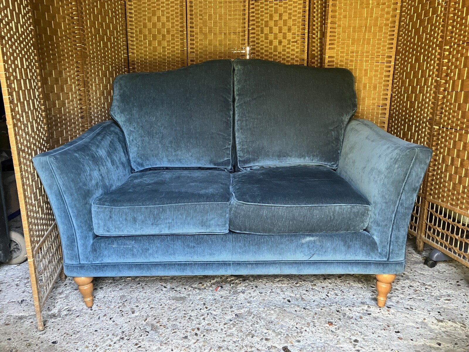 Parker Knoll Harrow Teal Velvet Fabric 2 Seater Sofa eBay
