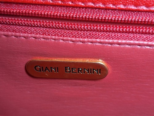 Gianna Bernini Womens Leather Purse Red Crossbody Gold Strap - Picture 16 of 24