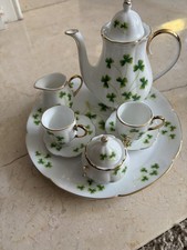 Vintage Miniature Child Clover W/ Gold Irish Tea set