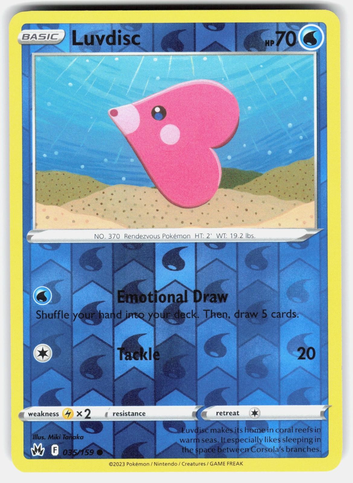 LUVDISC 035/159 COMMON CROWN ZENITH POKEMON REVERSE HOLO LP