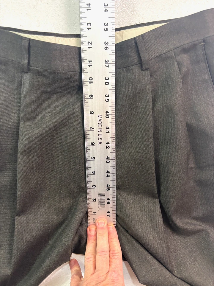 Calça social vintage anos 90 Haggar 34x31 verde escuro EUA lã cintura alta plissada - Imagem 3 de 4