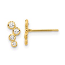 14k Yellow Gold 4-Cubic Zirconia Bezel Set Post Drop Dangle Earrings 0.5gm