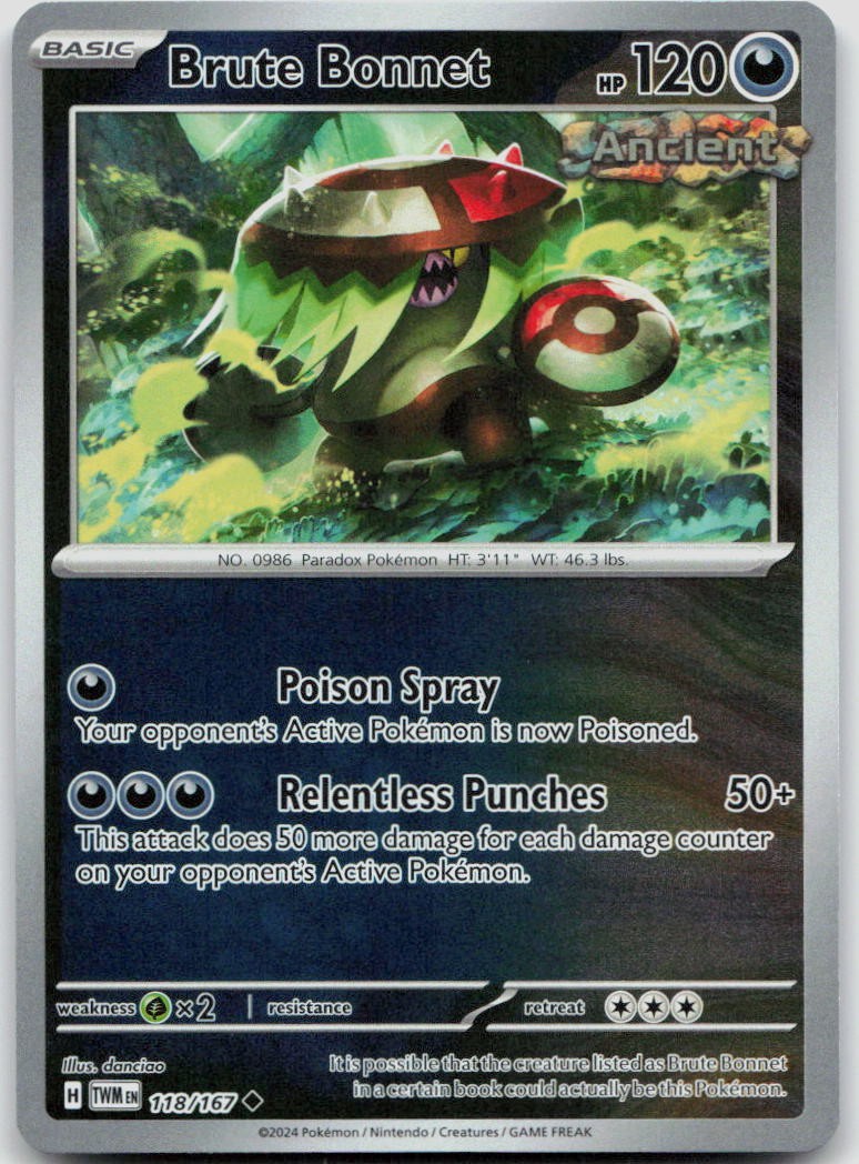 Brute Bonnet 118/167 Reverse Holofoil Twilight Masquerade Pokemon NM
