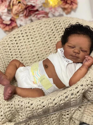 Black Reborn Baby Dolls Silicone Full Body-18 in Anatomically Correct Boy, Full