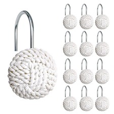 Sunlit Boho Knots Shower Curtain Hooks, Home Decorative White Shower Curtain ...