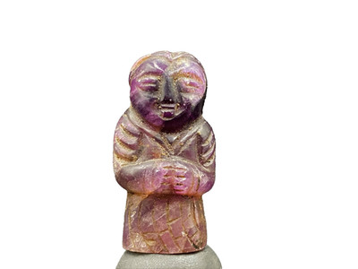 Old Antique Chines Ming Dynasty Amethyst Amulet Human Figure Pendant Bead 