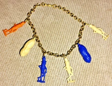VINTAGE GOLD TONE 30s MR PEANUT CELLULOID CHARM BRACELET ORIG WOW