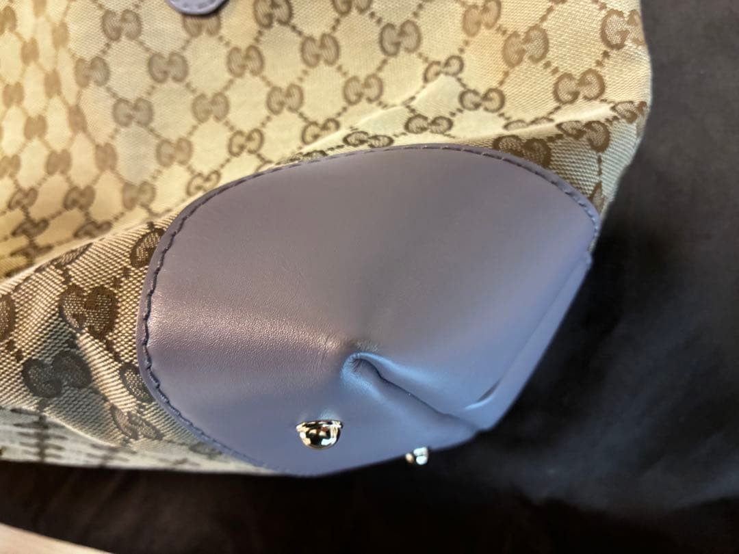 Gucci Tote Bag Beige Gray Canvas Leather Heart Charm Authentic Ladies Fashion thumbnail 8