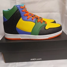 And1 Slam Mid TPR Mens Black/ Vibrant  Yellow/ Fairway Athletic Basketball Shoes