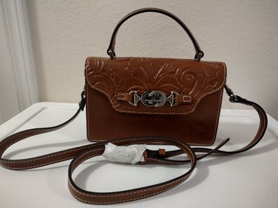 patricia nash PORCILI handbag top handle Tooled leather crossbody 