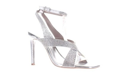 JLO by Jennifer Lopez Womens Chalyn Silver Ankle Strap Heels Size 7.5 (7829339)