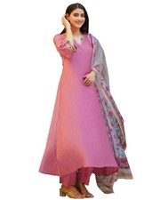 GoSriKi Women's Rayon Viscose Anarkali Solid Kurta with Pant  Dupatta