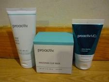 LOT OF 3 NEW PROACTIV ACNE BODY WASH, AMAZONIAN CLAY MASK, ULTRA-GENTLE CLEANER