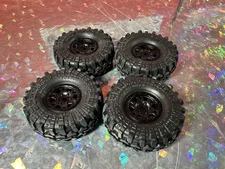 Axial Scx24 1/24 Super Swamper TSL SX 1.0" Tires (4) Black Beadlock Wheels Set