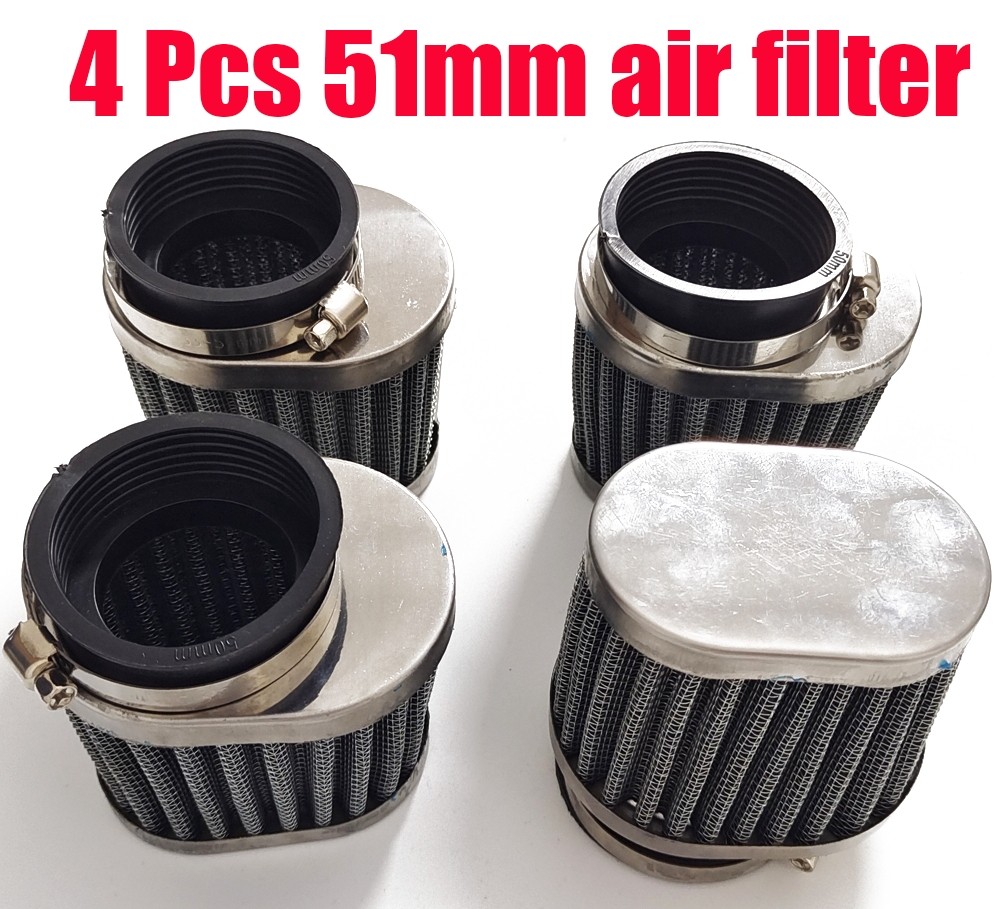 4Pcs Universal Round Tapered Car Motorcycle Air Filter 2 Inch Intake Filter 51mm