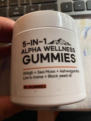 5-in-1 Alpha Wellness Gummies for Men Pure Himalayan Shilajit, Sea Moss, Ashwaga