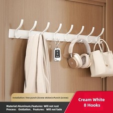 Coat Rack Wall Mounted Wooden, Pine White Clothes Hanger, Coat Hooks Wall/Door