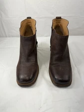 Crown Vintage Hashel Brown Expresso Leather Heel Ankle Boot Side Zip size 8  Cro