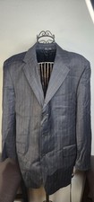 Adolfo Made In Italy Super 120s Black Pinstri...