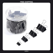 Black binder clips assorted sizes 100 pcs metal paper clips foldback clamps